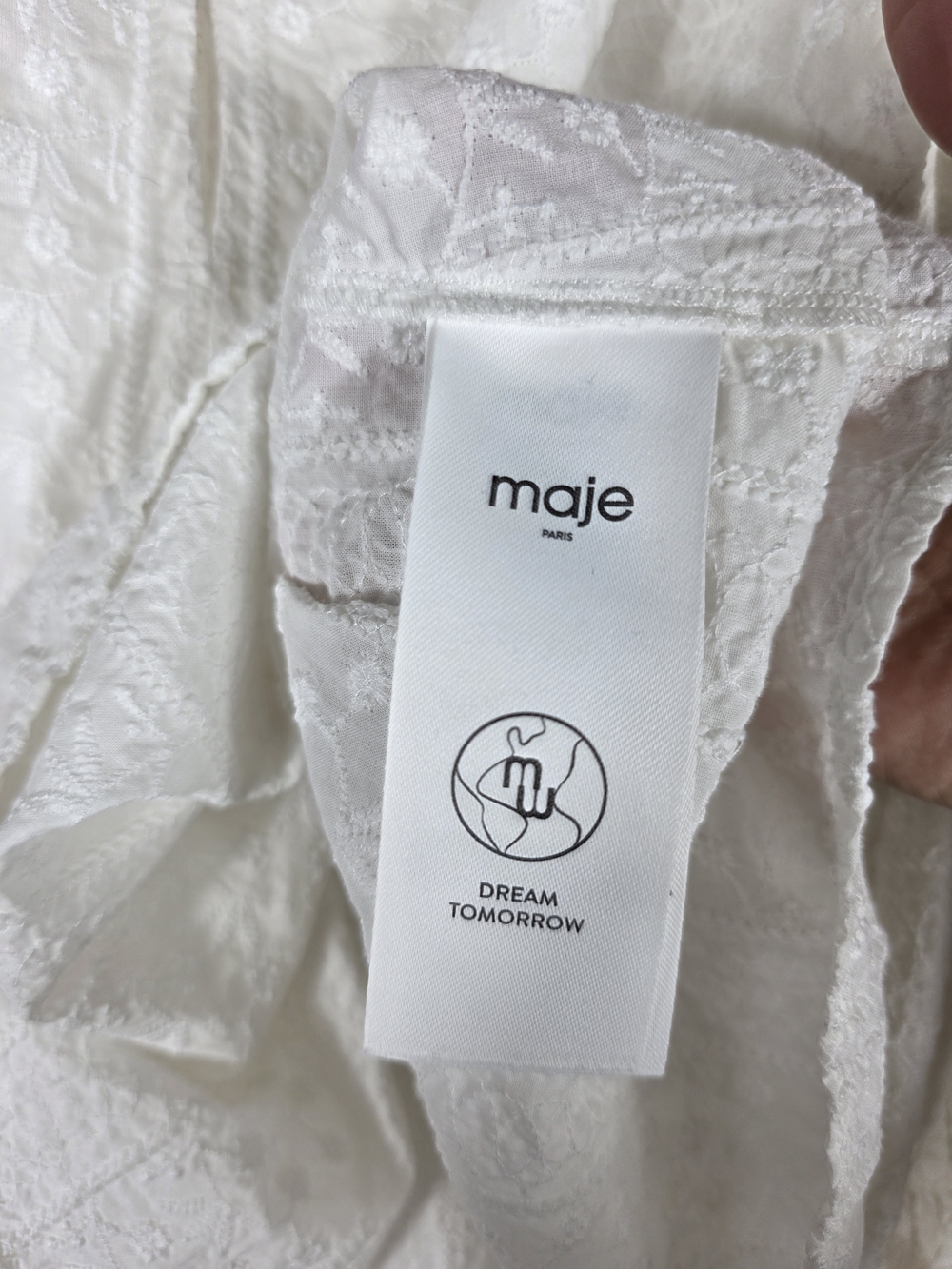 Maje White Embroidered Lace Blouse with Puff Sleeves - Picture 10 of 15